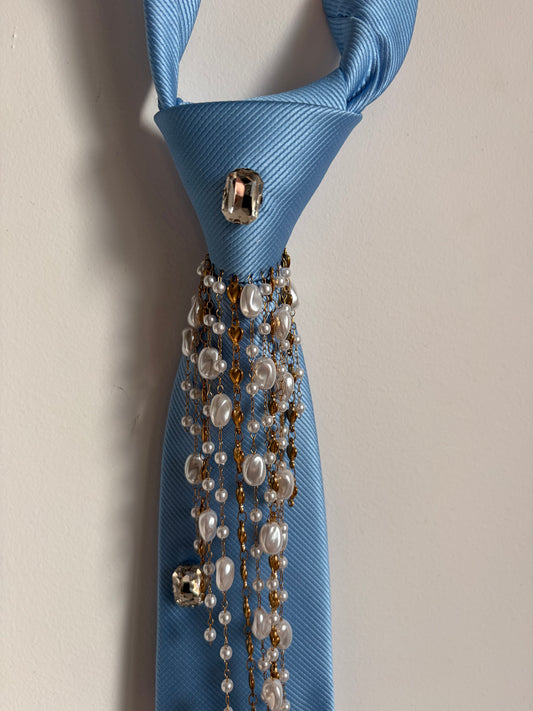 Cravate bijou bleu